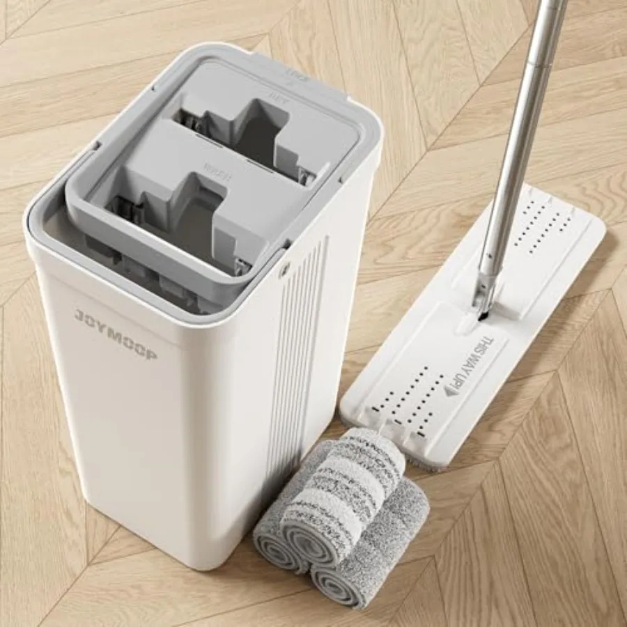 Mop and Bucket Set for Home and Commercial Use, Flat Mop System with 3 Reusable Microfiber Pads, Floor and Wall Cleaner
Mop and Bucket Set for Home and Commercial Use, Flat Mop System with 3 Reusable Microfiber Pads, Floor and Wall Cleaner