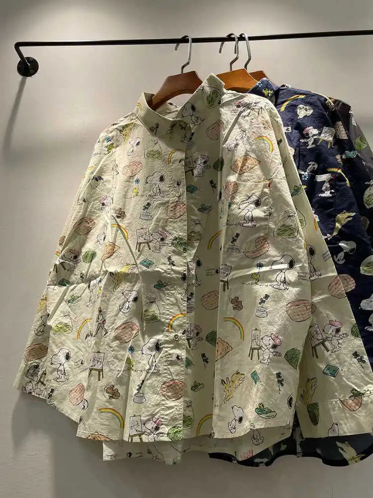 Loose Fit Pure Cotton Long Sve Women's irt Autumn 2024 Faion Korean Sle Cartoon Print Single Button Design
Loose Fit Pure Cotton Long Sve Women's irt Autumn 2024 Faion Korean Sle Cartoon Print Single Button Design