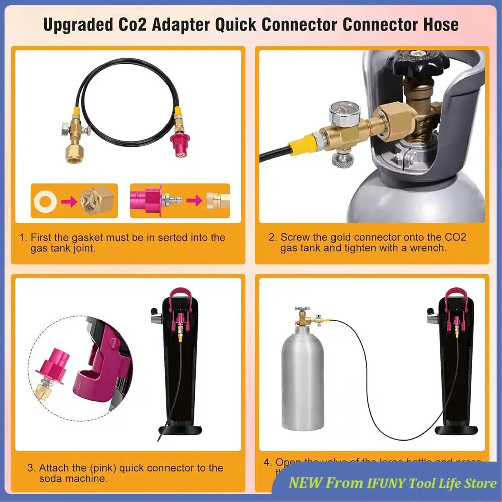Soda Machine Co2 Adapter Quick Connector Adapter Hose For Terra DUO Art Gaia Aqua Fizz Series (60Inch) For CGA320 Valve New
Soda Machine Co2 Adapter Quick Connector Adapter Hose For Terra DUO Art Gaia Aqua Fizz Series (60Inch) For CGA320 Valve New