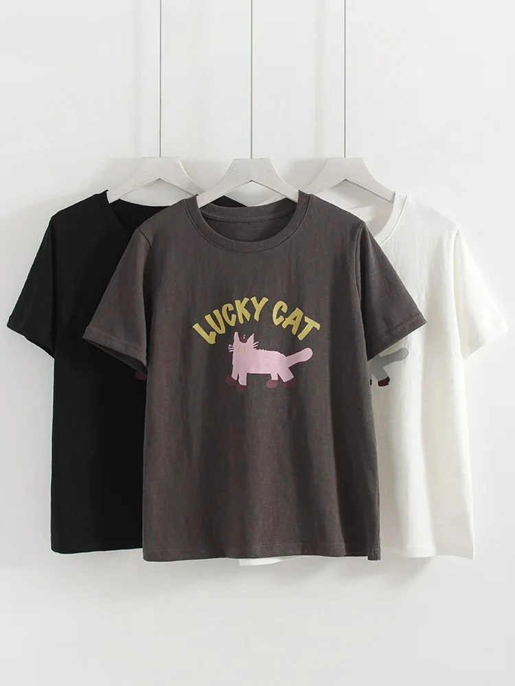 2026 Summer Women Fashion White Top Graphic Tee For Women Black T Shirt With Cats Print Loose Cute Cat Pattern Printed T Shirts
2026 Summer Women Fashion White Top Graphic Tee For Women Black T Shirt With Cats Print Loose Cute Cat Pattern Printed T Shirts