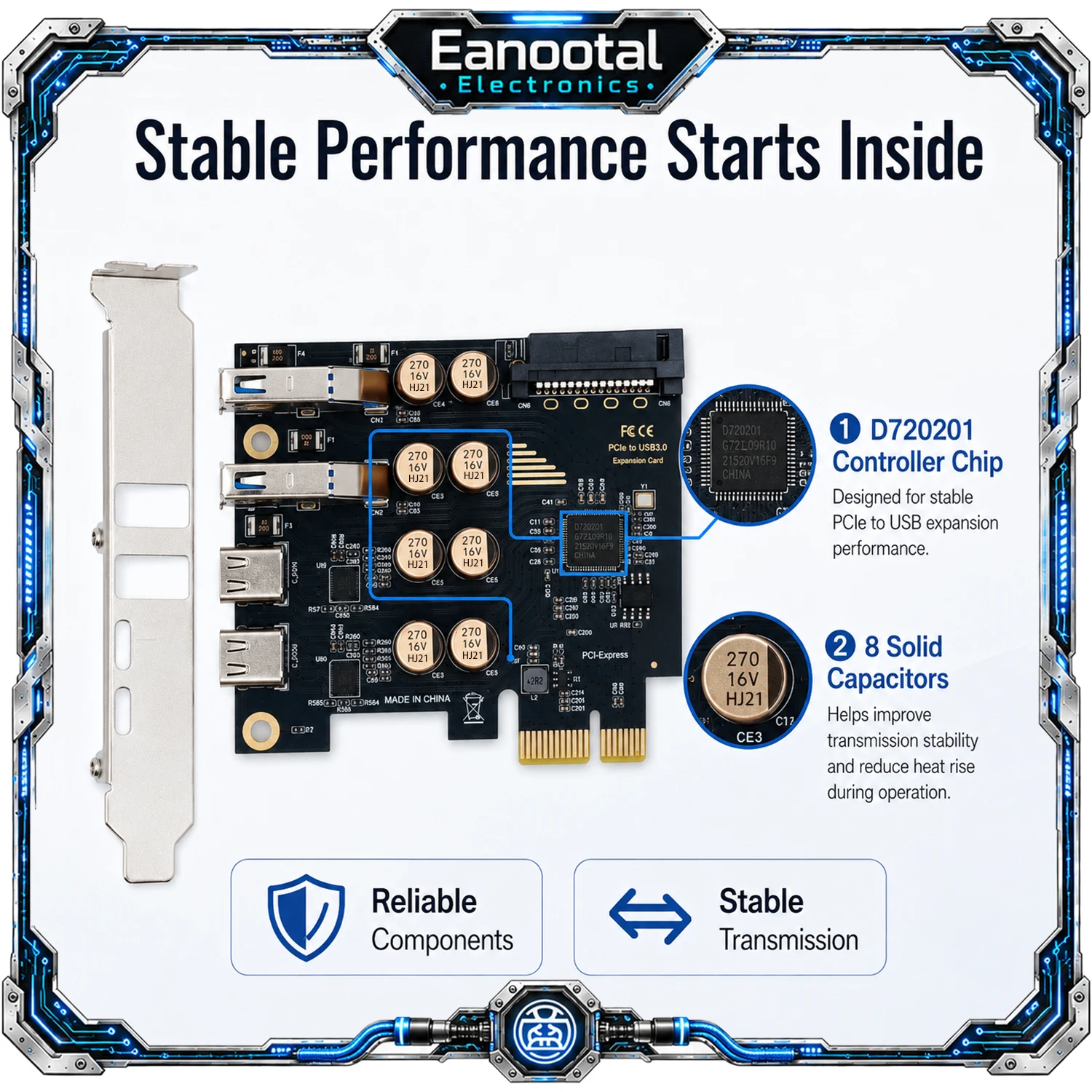 PCIe to 2 USB-A 2 USB-C Adapter Card 5Gbps D720201 Desktop USB Expansion PCIe x1 x4 x8 x16
PCIe to 2 USB-A 2 USB-C Adapter Card 5Gbps D720201 Desktop USB Expansion PCIe x1 x4 x8 x16