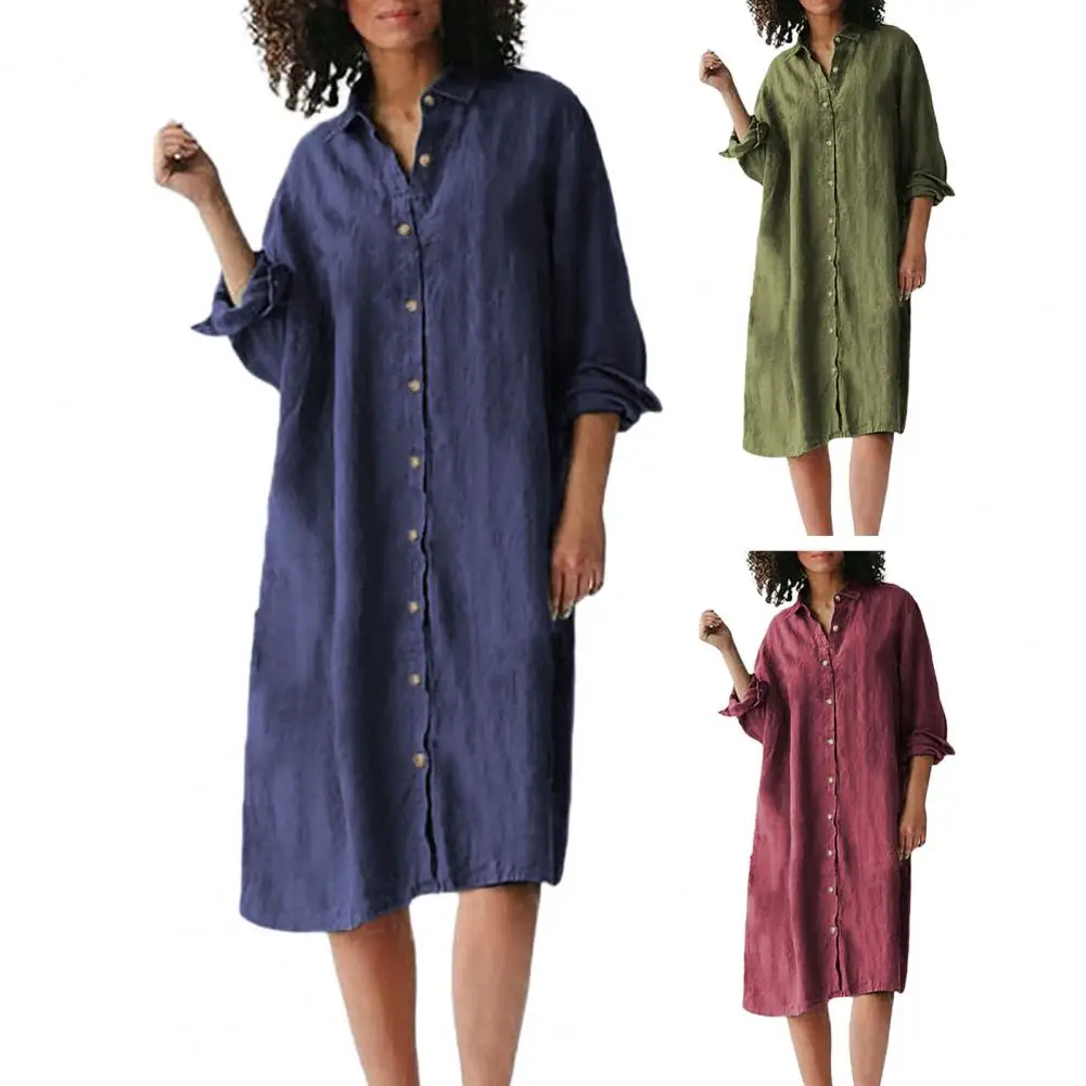 Autumn Solid Color Shirt Dress Oversized Lapel Shirt Dress Loose Mid-length Women's Streetwear for Spring Autumn Women Dress
Autumn Solid Color Shirt Dress Oversized Lapel Shirt Dress Loose Mid-length Women's Streetwear for Spring Autumn Women Dress