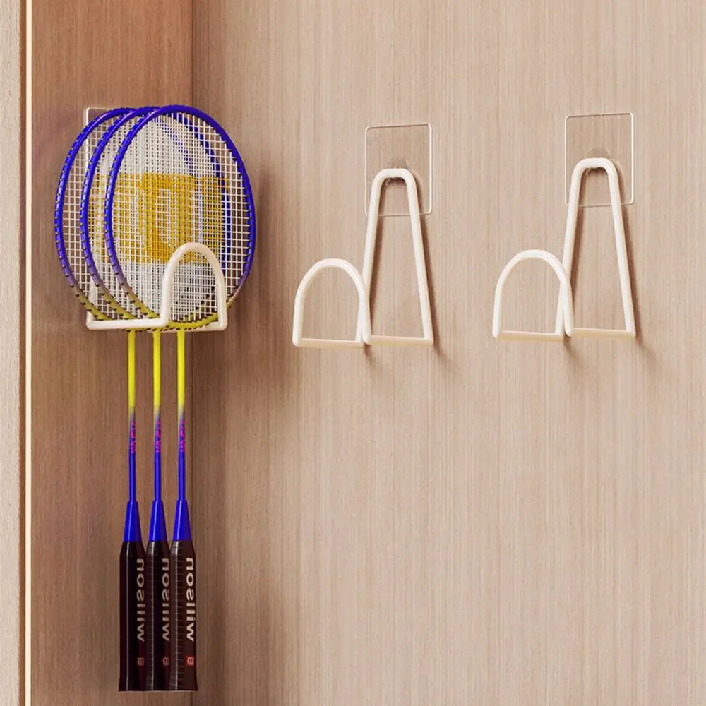 Wall-Mounted Badminton Racket Rack Punch Free Metal Tennis Racket Shelf Adhesive Pickleball Rackets Wall Holder