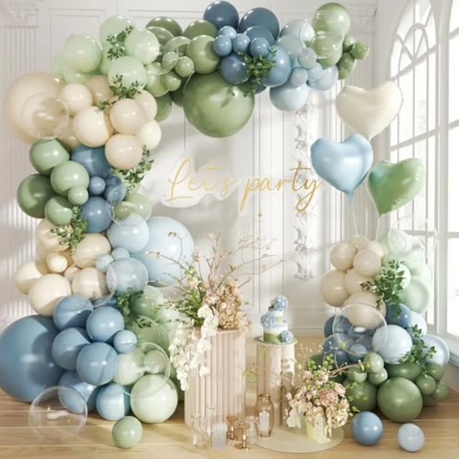 Balloon Arch Kit, 140Pcs Fog Blue and Light Blue Green Balloons Different Size with Heart Foil Balloon for Baby Shower Bridal A
Balloon Arch Kit, 140Pcs Fog Blue and Light Blue Green Balloons Different Size with Heart Foil Balloon for Baby Shower Bridal A