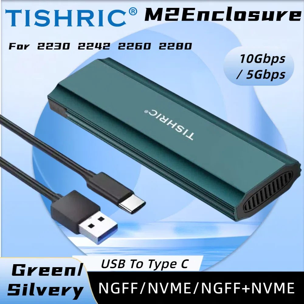 TISHRIC NGFF/NVME/NGFF+NVME Enclosure 10Gbps 5Gbps USB To Type C SSD M2 NVME External Hard Drive Case For 2230 2242 2260 2280
TISHRIC NGFF/NVME/NGFF+NVME Enclosure 10Gbps 5Gbps USB To Type C SSD M2 NVME External Hard Drive Case For 2230 2242 2260 2280
