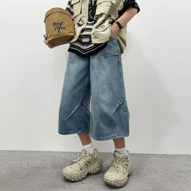 Men's Summer Denim Cargo Shorts Vintage Elastic Straight Wide Leg Baggy Jeans Y2K Casual Short High Street Loose Versatile Jorts
Men's Summer Denim Cargo Shorts Vintage Elastic Straight Wide Leg Baggy Jeans Y2K Casual Short High Street Loose Versatile Jorts
