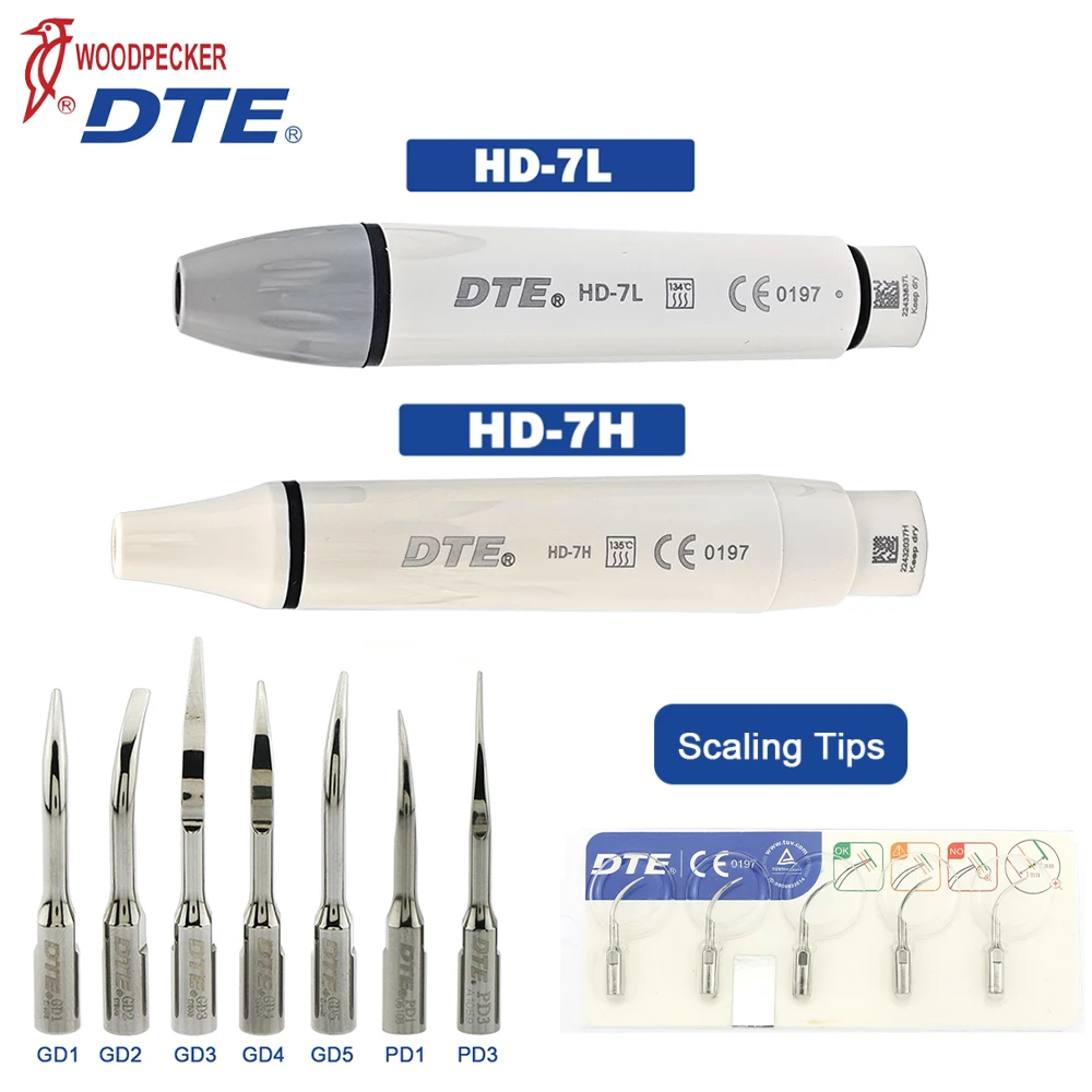 Woodpecker DTE Dental Ultrasonic Piezo Scaler Handpiece HD-7L HD-7H Scaling Tips GD1 GD2 GD3 GD4 GD5 PD1 PD3 Fit DTE Handpiece
Woodpecker DTE Dental Ultrasonic Piezo Scaler Handpiece HD-7L HD-7H Scaling Tips GD1 GD2 GD3 GD4 GD5 PD1 PD3 Fit DTE Handpiece