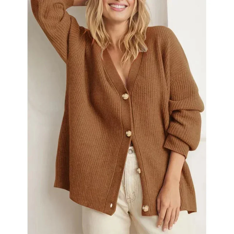 Women Trendy Simple Casual Oversize Single Breasted Outwear Knitted Cardigan Autumn Winter Solid V Neck Long Sleeve Sweater Coat
Women Trendy Simple Casual Oversize Single Breasted Outwear Knitted Cardigan Autumn Winter Solid V Neck Long Sleeve Sweater Coat