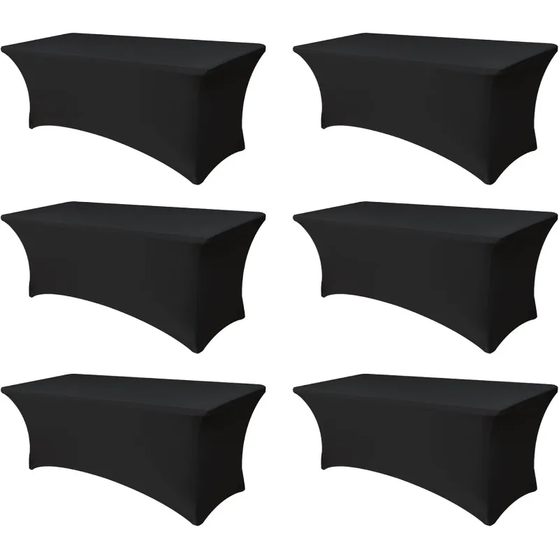 Spandex Table Cover for 6 foot Rectangle Tables-6 Pack Fitted Stretch Black Tablecloth-Elastic 6ft Folding Tablecloths for Party
Spandex Table Cover for 6 foot Rectangle Tables-6 Pack Fitted Stretch Black Tablecloth-Elastic 6ft Folding Tablecloths for Party