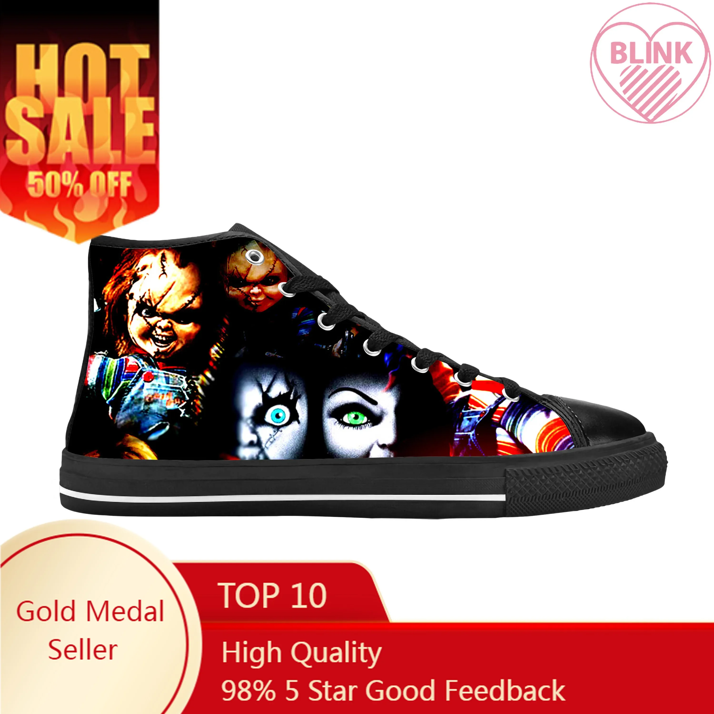 Horror Movie Childs Play Chucky Halloween Gothic Casual Cloth Shoes High Top Comfortable Breathable 3D Print Men Women Sneakers
Horror Movie Childs Play Chucky Halloween Gothic Casual Cloth Shoes High Top Comfortable Breathable 3D Print Men Women Sneakers