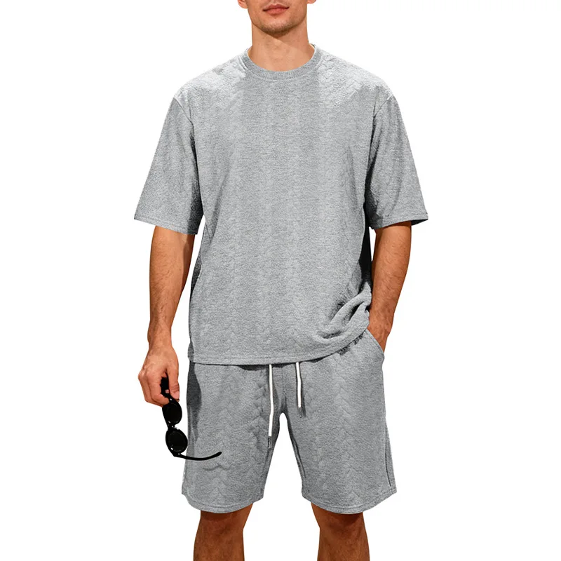 European and American cross-border heavy male casual large size loose high street knitted jacquard short-sleeved shorts set
European and American cross-border heavy male casual large size loose high street knitted jacquard short-sleeved shorts set