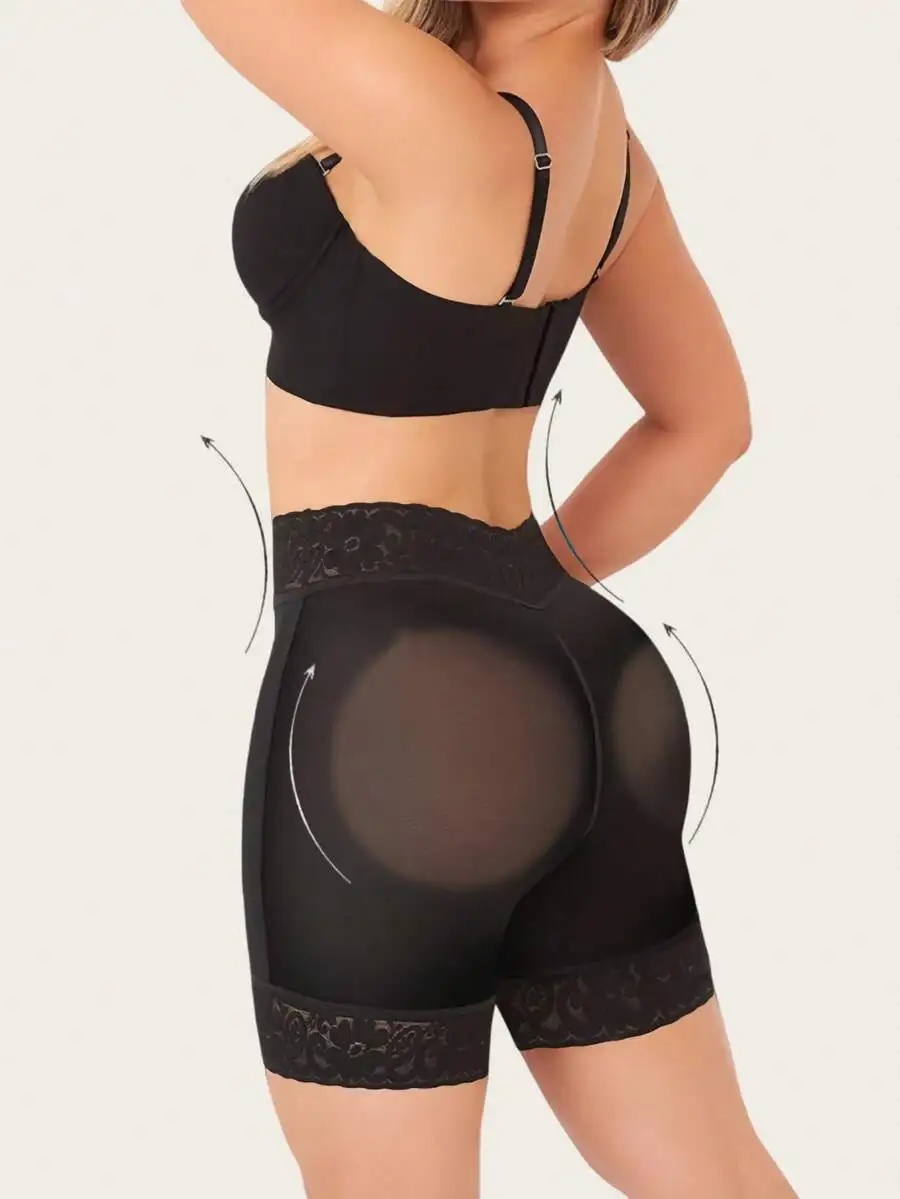 Black High-Waisted Lace-Trimmed Shapewear Shorts For Women With Butt Lift And Abdominal Smoothing Effect
Black High-Waisted Lace-Trimmed Shapewear Shorts For Women With Butt Lift And Abdominal Smoothing Effect