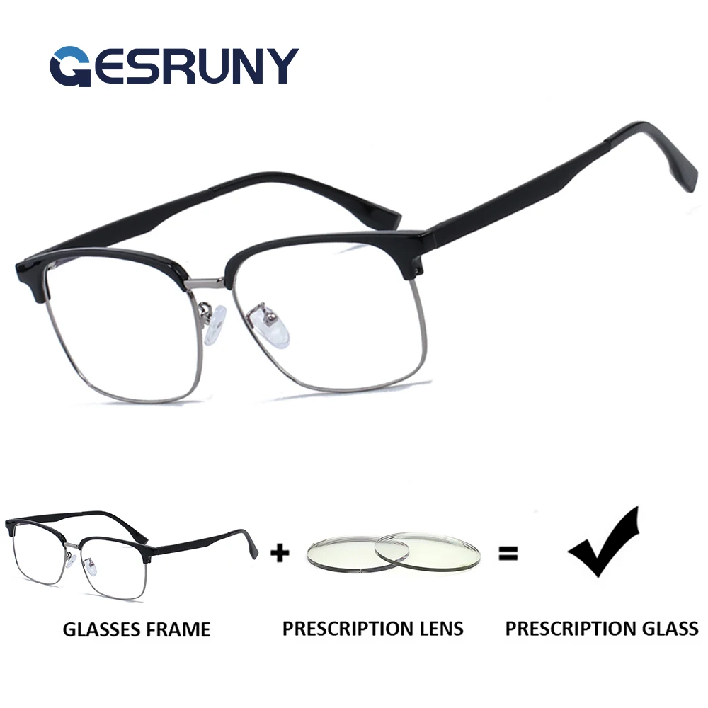 Gesruny Fashion Square Optical Glasses With Graduated Lenses Prescription Glasses for Men Myopia Eyewear Anti Blue Light Lens
Gesruny Fashion Square Optical Glasses With Graduated Lenses Prescription Glasses for Men Myopia Eyewear Anti Blue Light Lens