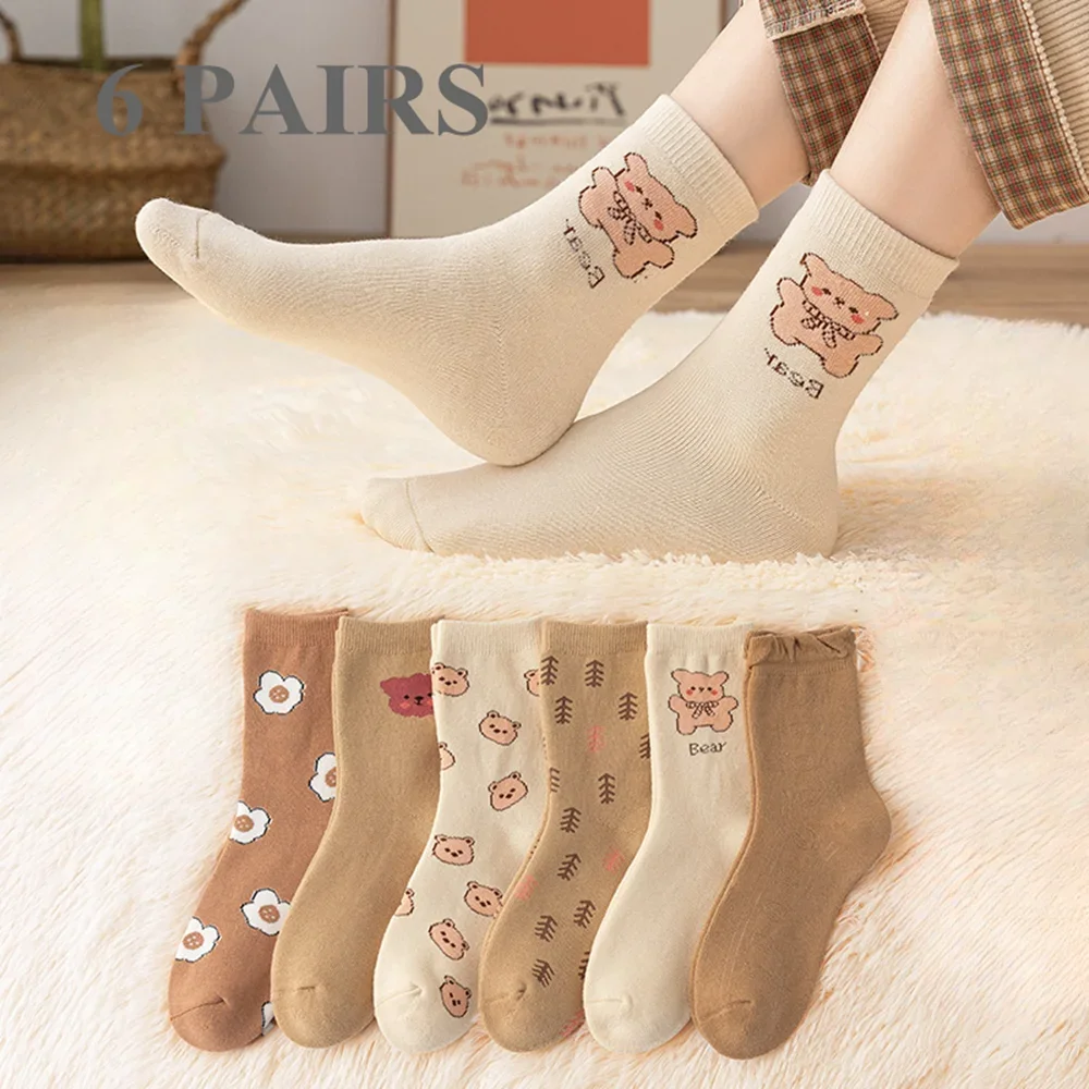 6 Pairs Cute Women Winter Socks with Fleece Lining Thick Warm Thermal Socks Autumn Spring Cartoon Bear Floral Kawaii Socks
6 Pairs Cute Women Winter Socks with Fleece Lining Thick Warm Thermal Socks Autumn Spring Cartoon Bear Floral Kawaii Socks
