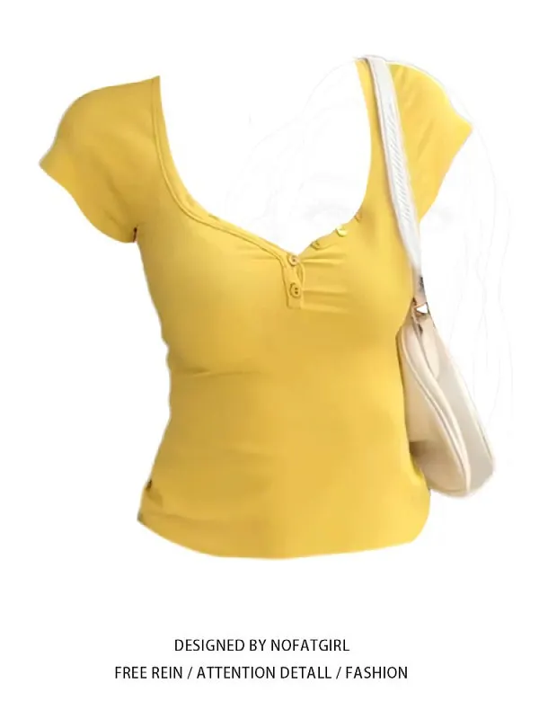 plus Size Low V-Neck Short Sleeve T-Shirt Women's Slim Fit Spicy Girl Style Summer Versatile Slimming Sweet And Spicy Top
plus Size Low V-Neck Short Sleeve T-Shirt Women's Slim Fit Spicy Girl Style Summer Versatile Slimming Sweet And Spicy Top