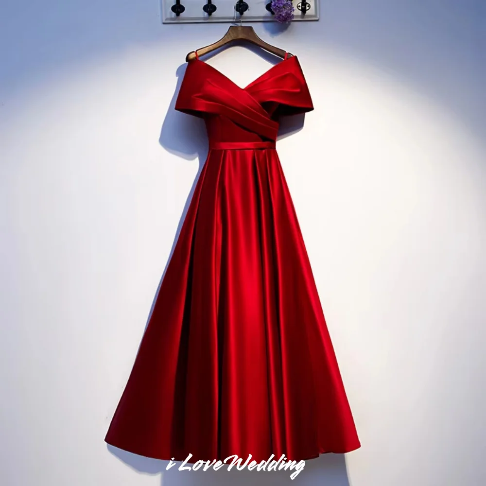 Red Off the Shoulder Evening Dresses Satin Spaghetti-Strap Prom Dress Lace-Up Tea-Length A-Line Wedding Guest Dress Customized
Red Off the Shoulder Evening Dresses Satin Spaghetti-Strap Prom Dress Lace-Up Tea-Length A-Line Wedding Guest Dress Customized