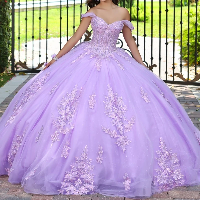 Лавандовое блестящее платье Quinceanera, бальное платье с открытыми плечами, аппликация, кружевные бусины, тюль для вечеринки, дня рождения, сладкое платье 16, Vestidos 15 De
Лавандовое блестящее платье Quinceanera, бальное платье с открытыми плечами, аппликация, кружевные бусины, тюль для вечеринки, дня рождения, сладкое платье 16, Vestidos 15 De