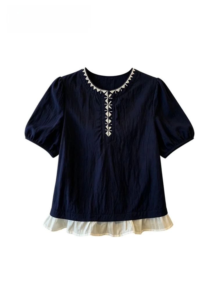 Unique Beautiful Short Sleeve Shirt Women's plus Size Club Big Shoulder Unique Stitching Ethnic Style Summer Top for Ladies
Unique Beautiful Short Sleeve Shirt Women's plus Size Club Big Shoulder Unique Stitching Ethnic Style Summer Top for Ladies