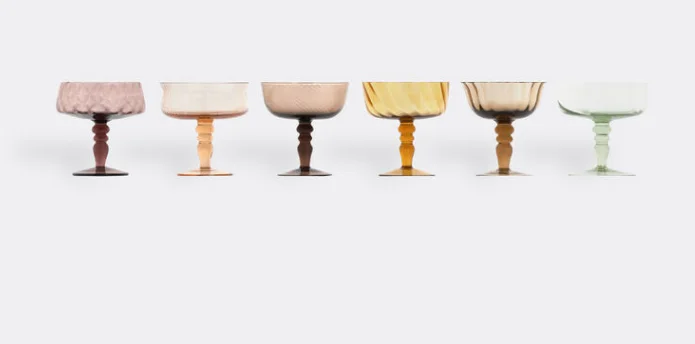 'Diseguale' goblets, set of six, amber and pink
'Diseguale' goblets, set of six, amber and pink