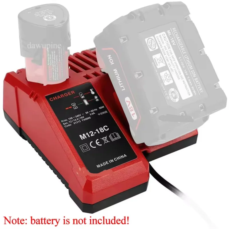 For M12-18C Power Tool Lithium Battery Dual Port Fast Charger for Milwaukee for M12 for M14 for M18 10.8V 14.4V 18V Battery
For M12-18C Power Tool Lithium Battery Dual Port Fast Charger for Milwaukee for M12 for M14 for M18 10.8V 14.4V 18V Battery