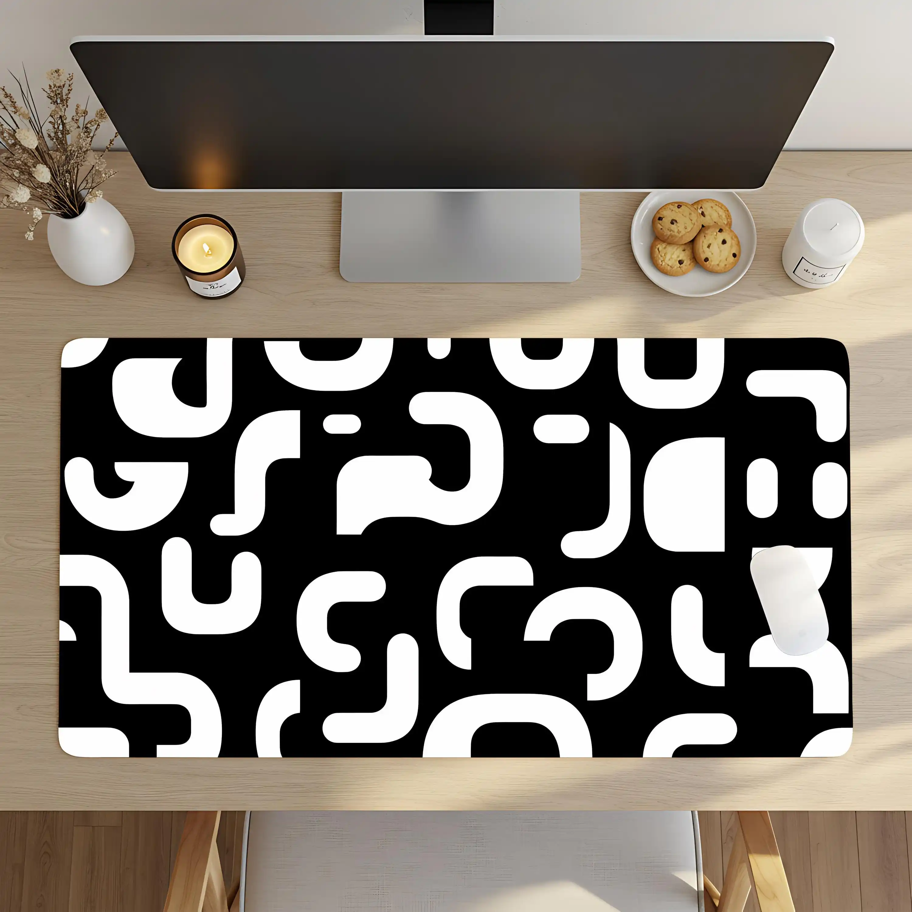 Black and White Abstract Desk Mat, Suitable for Home Office, Minimalist Office Decoration Mat, The Perfect Gift for Her and Him. 
Black and White Abstract Desk Mat, Suitable for Home Office, Minimalist Office Decoration Mat, The Perfect Gift for Her and Him.