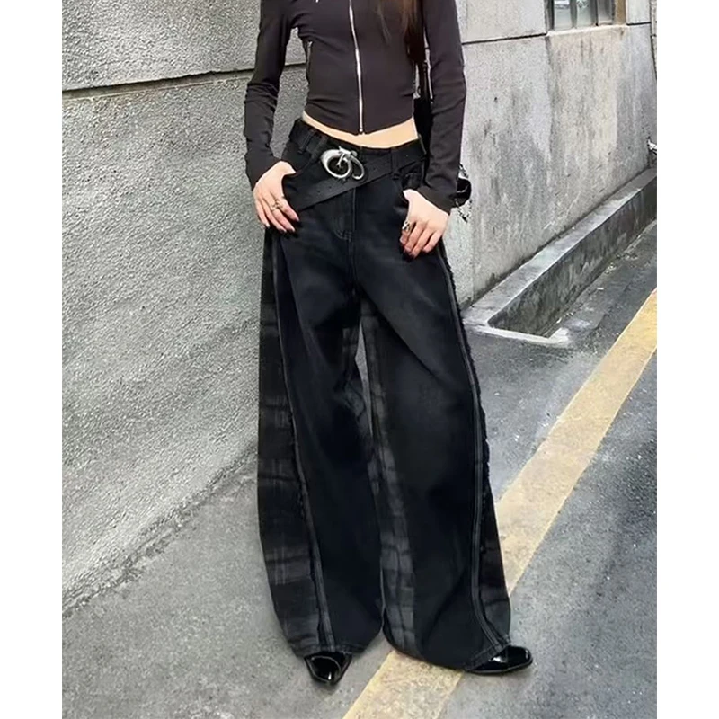 MEXZT Y2K Plaid Jeans Women Vintage 90S Streetwear Patchwork Wide Leg Denim Pants Harajuku Baggy Design Casual Straight Trousers
MEXZT Y2K Plaid Jeans Women Vintage 90S Streetwear Patchwork Wide Leg Denim Pants Harajuku Baggy Design Casual Straight Trousers