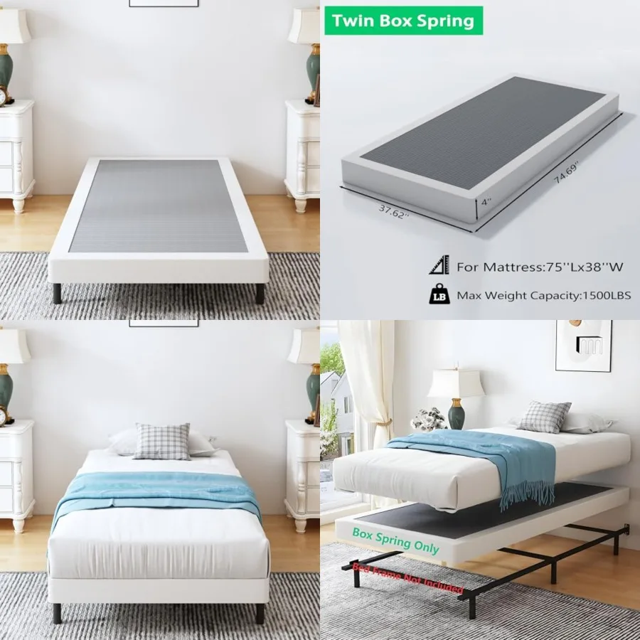 Box Springs, 1500lbs Heavy Duty Metal Frame Mattress Foundation, Non-Slip/No Noise/Easy Assembly/Easy Clean Cover
Box Springs, 1500lbs Heavy Duty Metal Frame Mattress Foundation, Non-Slip/No Noise/Easy Assembly/Easy Clean Cover