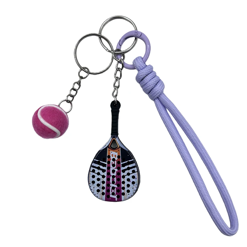 Babolat Tennis Theme Keychain,Mini Racket and Tennis Pendant,Rope Design,Perfect for Tennis Enthusiasts,Fashionable Accessory