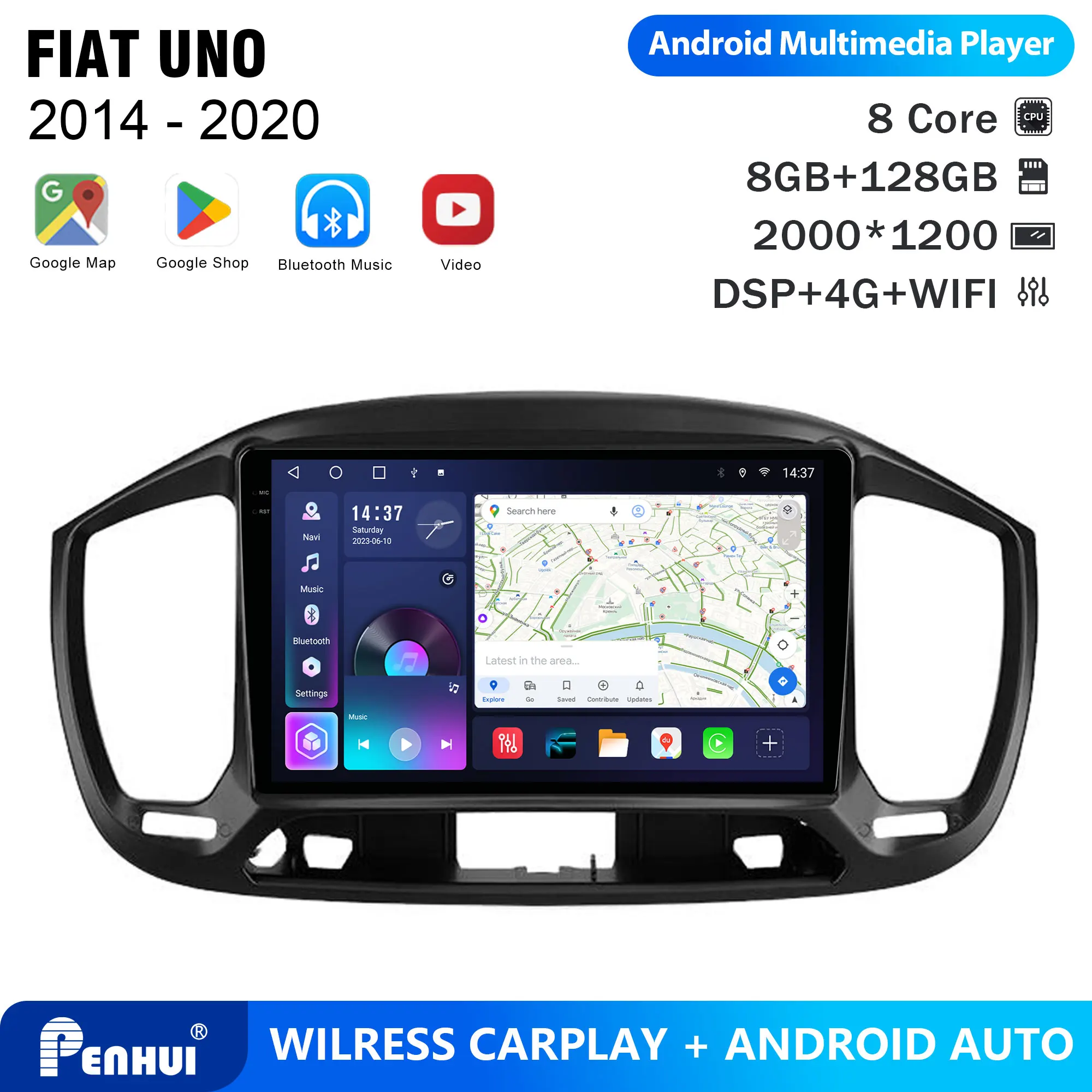 Penhui For FIAT UNO 2014 - 2020 Android Car DVD Player 2Din 9'' Touchscreen DSP Bluetooth Video Radio Multimedia System
Penhui For FIAT UNO 2014 - 2020 Android Car DVD Player 2Din 9'' Touchscreen DSP Bluetooth Video Radio Multimedia System