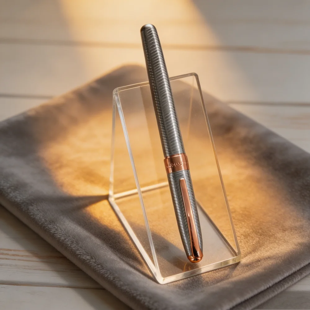 Hero 9630 Iridium Fountain Pen Silver Gray Metal Body with Fish Scale Texture Rose Gold Accents Smooth Writing Business Signatur
Hero 9630 Iridium Fountain Pen Silver Gray Metal Body with Fish Scale Texture Rose Gold Accents Smooth Writing Business Signatur