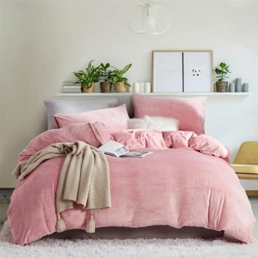 Fluffy Velvet Duvet Cover Set Blush Size Winter Soft Warm Flannel Comforter Cover Baby 104" x 90" Luxury Cozy Plush Fleece Reve
Fluffy Velvet Duvet Cover Set Blush Size Winter Soft Warm Flannel Comforter Cover Baby 104" x 90" Luxury Cozy Plush Fleece Reve