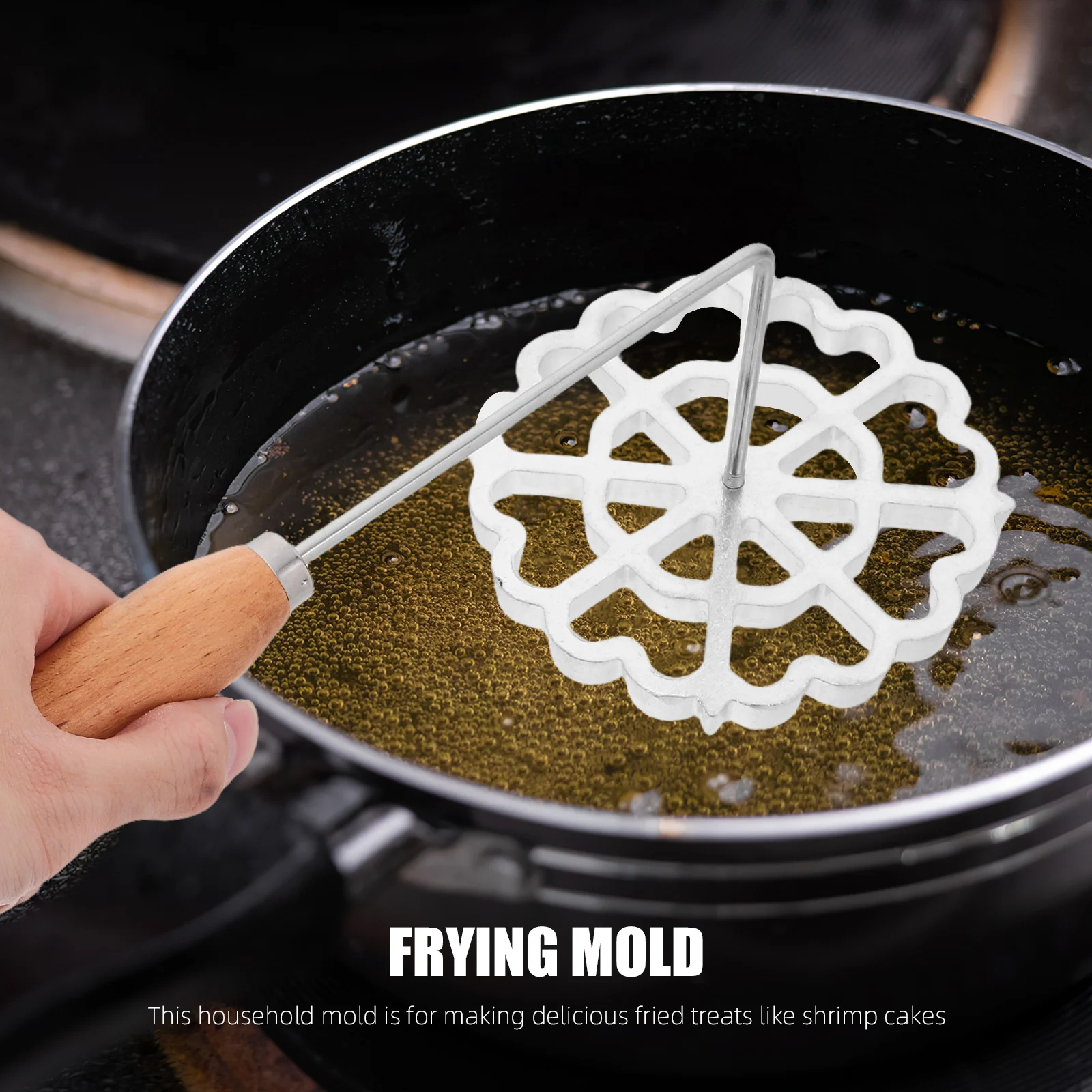 Oil Shrimp Cake Mold Aluminum Alloy Wood Long Handle Versatile Fried Carrot Cakes Dumplings Pancakes Kitchen Baker
Oil Shrimp Cake Mold Aluminum Alloy Wood Long Handle Versatile Fried Carrot Cakes Dumplings Pancakes Kitchen Baker