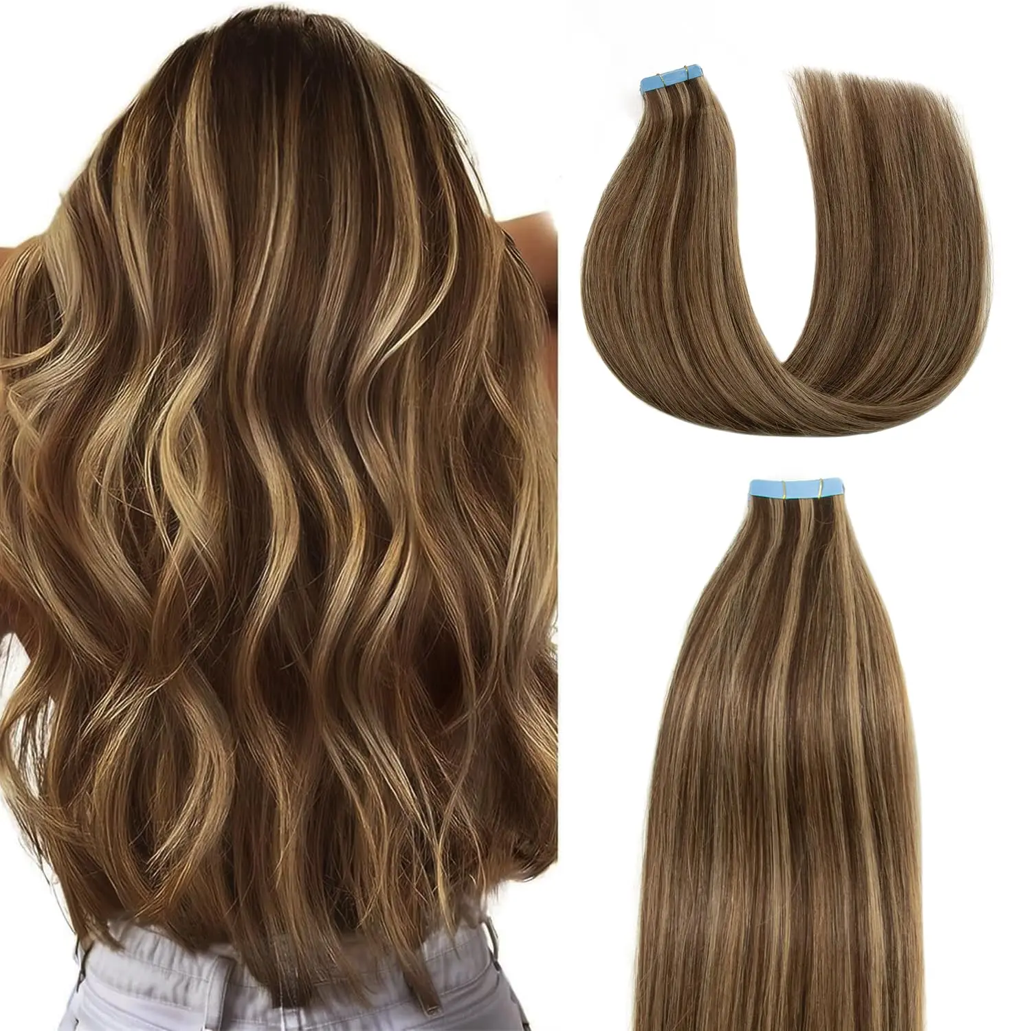 Tape In Hair Extensions 12-20 inch 20 Pcs Set 100% Human Hair Remy Wefts Glue Easy Application for Thin Hair Thick Hair Instant
Tape In Hair Extensions 12-20 inch 20 Pcs Set 100% Human Hair Remy Wefts Glue Easy Application for Thin Hair Thick Hair Instant