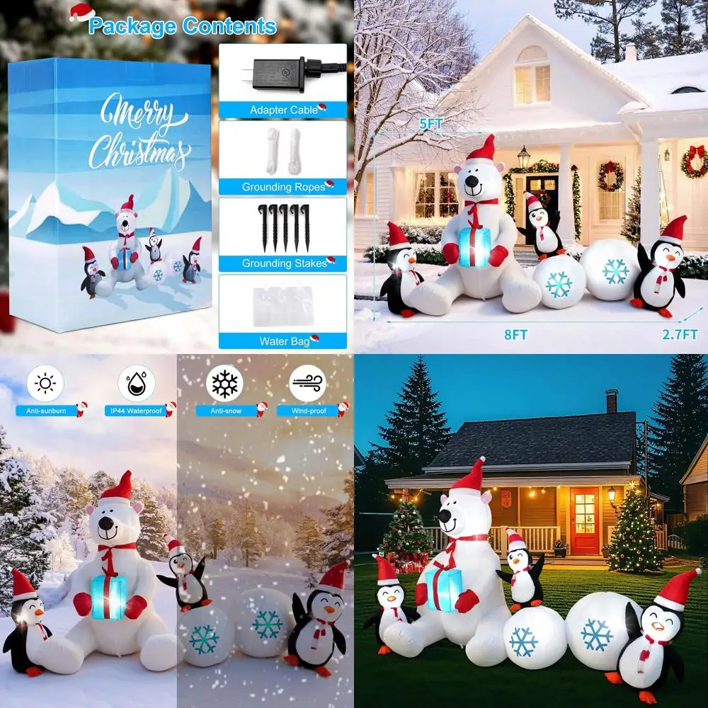Giant 8FT Inflatable Christmas Polar Bear & Penguin Combo with LED Lights, Perfect for Outdoor and Indoor Holiday Decor
Giant 8FT Inflatable Christmas Polar Bear & Penguin Combo with LED Lights, Perfect for Outdoor and Indoor Holiday Decor