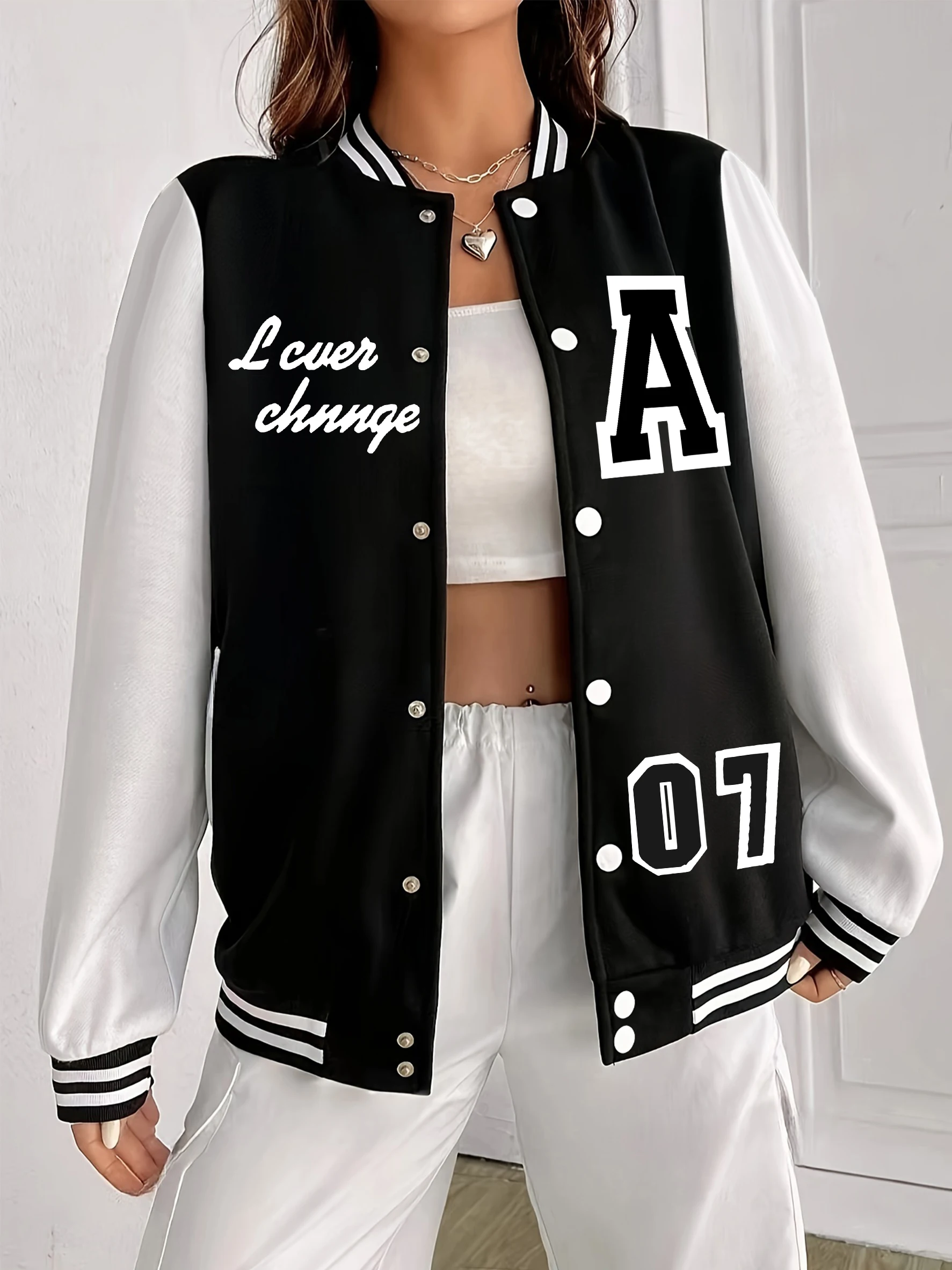 Женские куртки с принтом Art Letter A и No 077, осенняя бейсбольная форма большого размера, повседневная универсальная уличная одежда Y2K, женская одежда
Женские куртки с принтом Art Letter A и No 077, осенняя бейсбольная форма большого размера, повседневная универсальная уличная одежда Y2K, женская одежда