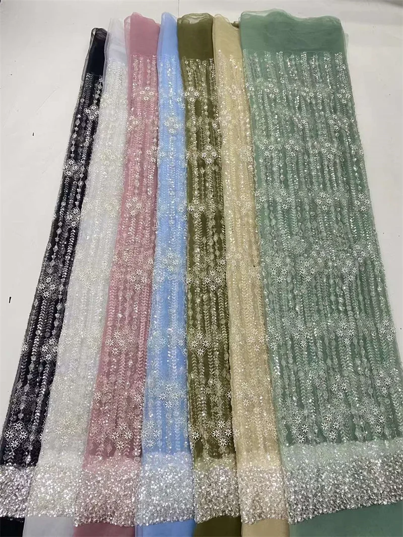African Sequins Lace French Embroidery Beaded Mesh Fabric 5 Yards for Women Wedding Party Dress DPW-2508
African Sequins Lace French Embroidery Beaded Mesh Fabric 5 Yards for Women Wedding Party Dress DPW-2508