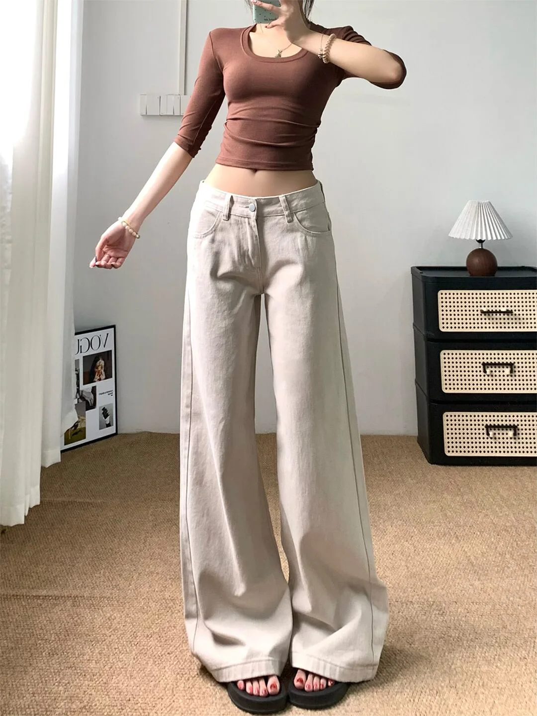 High Waist Wide Leg Thin Straight Cut Jeans for Short Women Summer New Style American Style Casual Loose Fit Denim Pants
High Waist Wide Leg Thin Straight Cut Jeans for Short Women Summer New Style American Style Casual Loose Fit Denim Pants