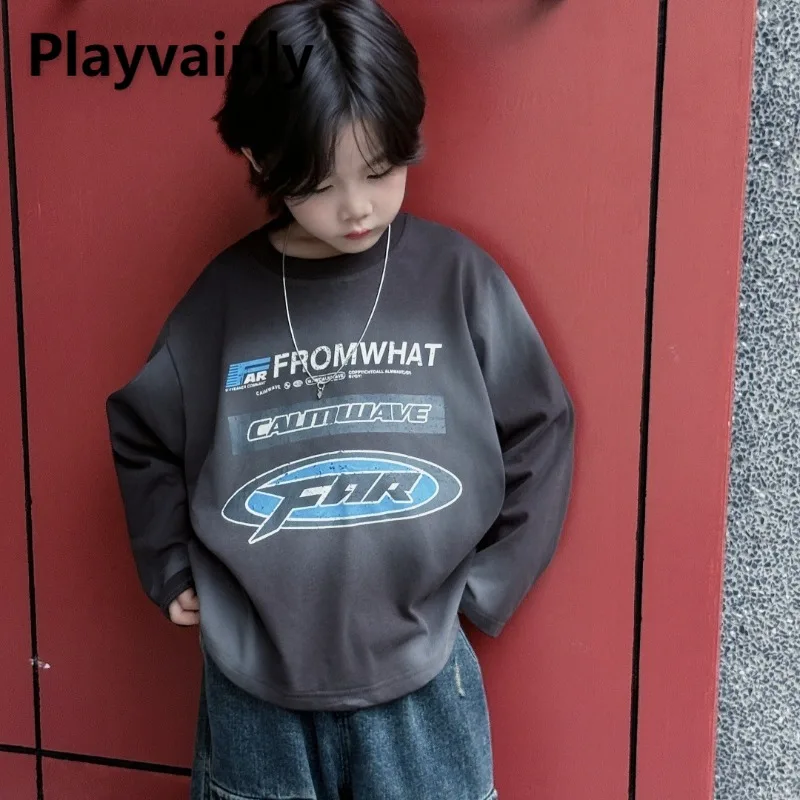 Children's Retro Distressed T-shirt Dark Grey Letter Print O-neck Long Sleeve Tops Kids Boy Clothes for Spring and Autumn A24116
Children's Retro Distressed T-shirt Dark Grey Letter Print O-neck Long Sleeve Tops Kids Boy Clothes for Spring and Autumn A24116