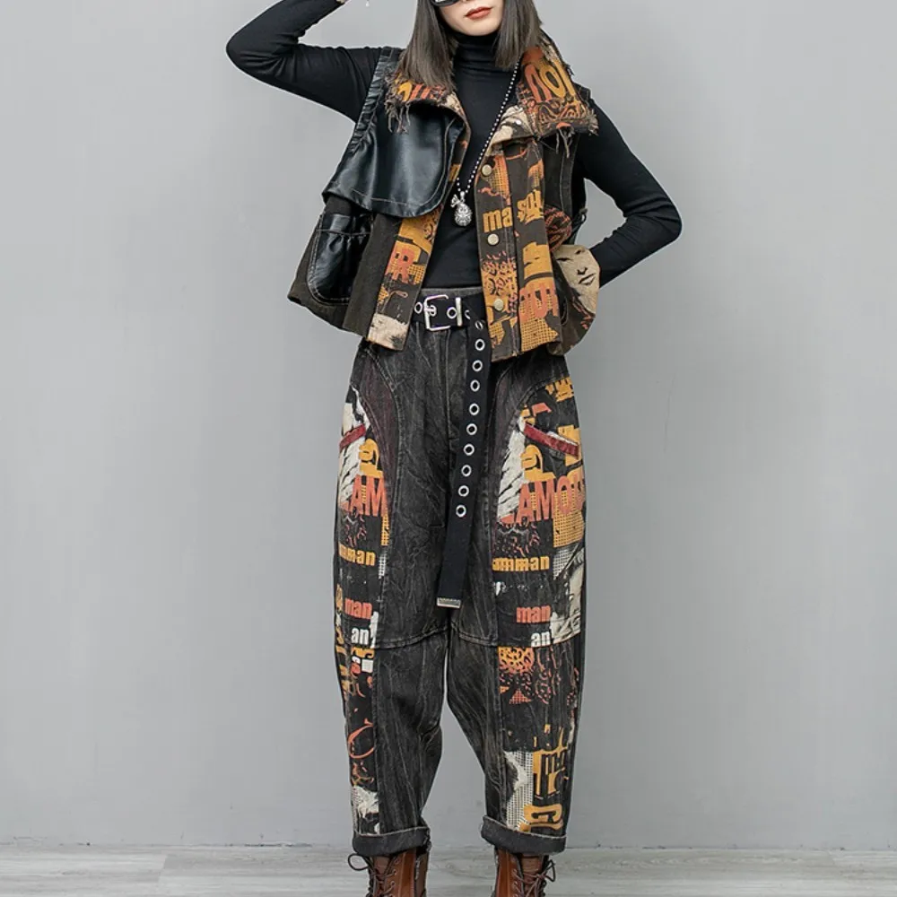 2024 Spring Summer New Trendy Cool Personality Distressed Printed Denim Patchwork Vest + Harem Pants Two-piece Set Women LX746
2024 Spring Summer New Trendy Cool Personality Distressed Printed Denim Patchwork Vest + Harem Pants Two-piece Set Women LX746