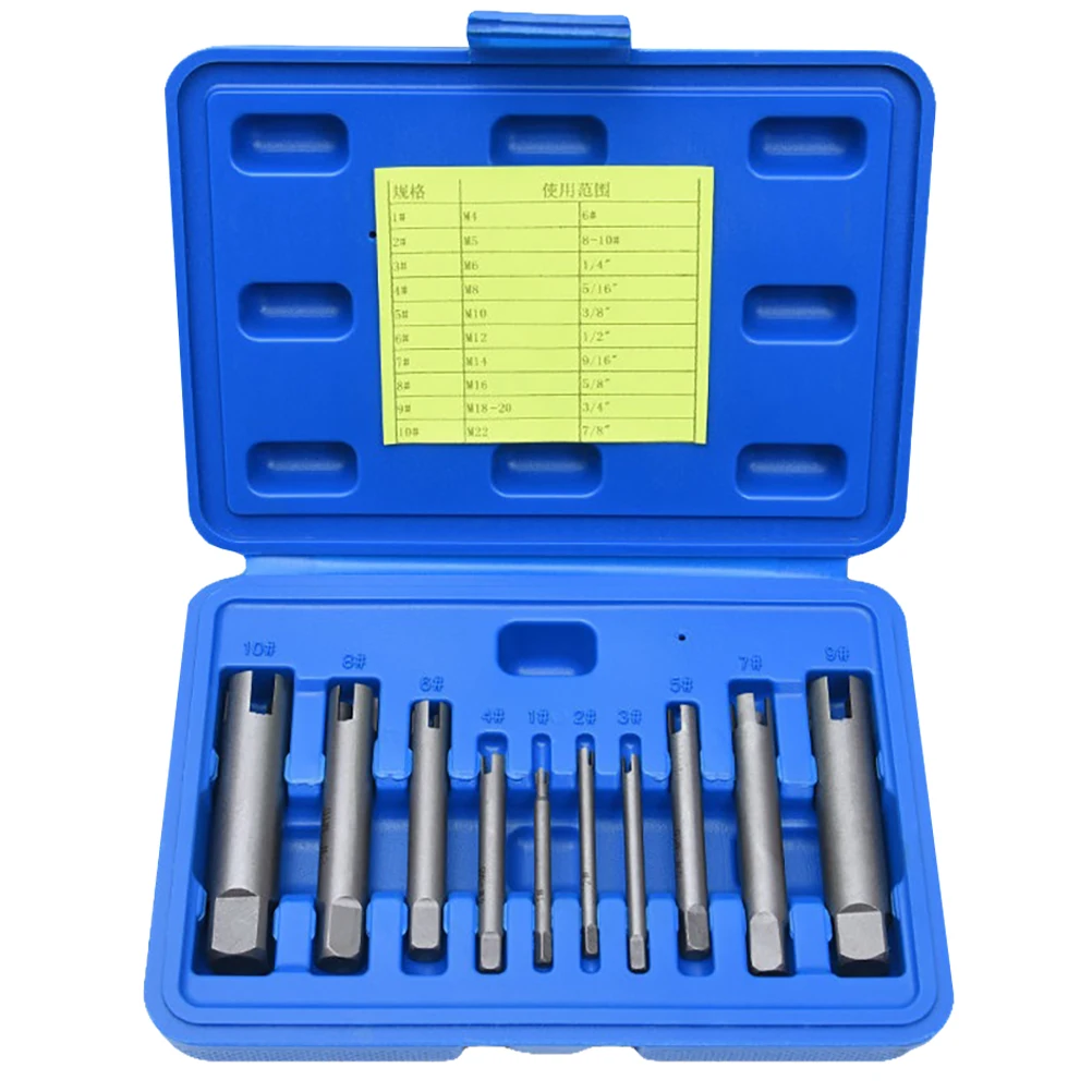 10pcs Tap Extractor for Broken Rusty Screws Alloy Screw Extractor Kit Durable Remover Tool Set M10 Four Jaw Design Hand Tools
10pcs Tap Extractor for Broken Rusty Screws Alloy Screw Extractor Kit Durable Remover Tool Set M10 Four Jaw Design Hand Tools
