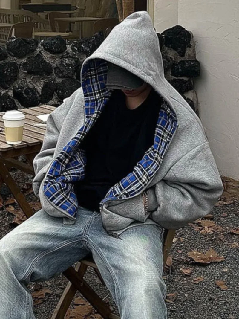 American Double-Sided Plaid Loose Zipper Hoodie Men Y2K New Harajuku Hip-Hop Gothic Couple Casual Joker Sweatshirt Street Wear
American Double-Sided Plaid Loose Zipper Hoodie Men Y2K New Harajuku Hip-Hop Gothic Couple Casual Joker Sweatshirt Street Wear