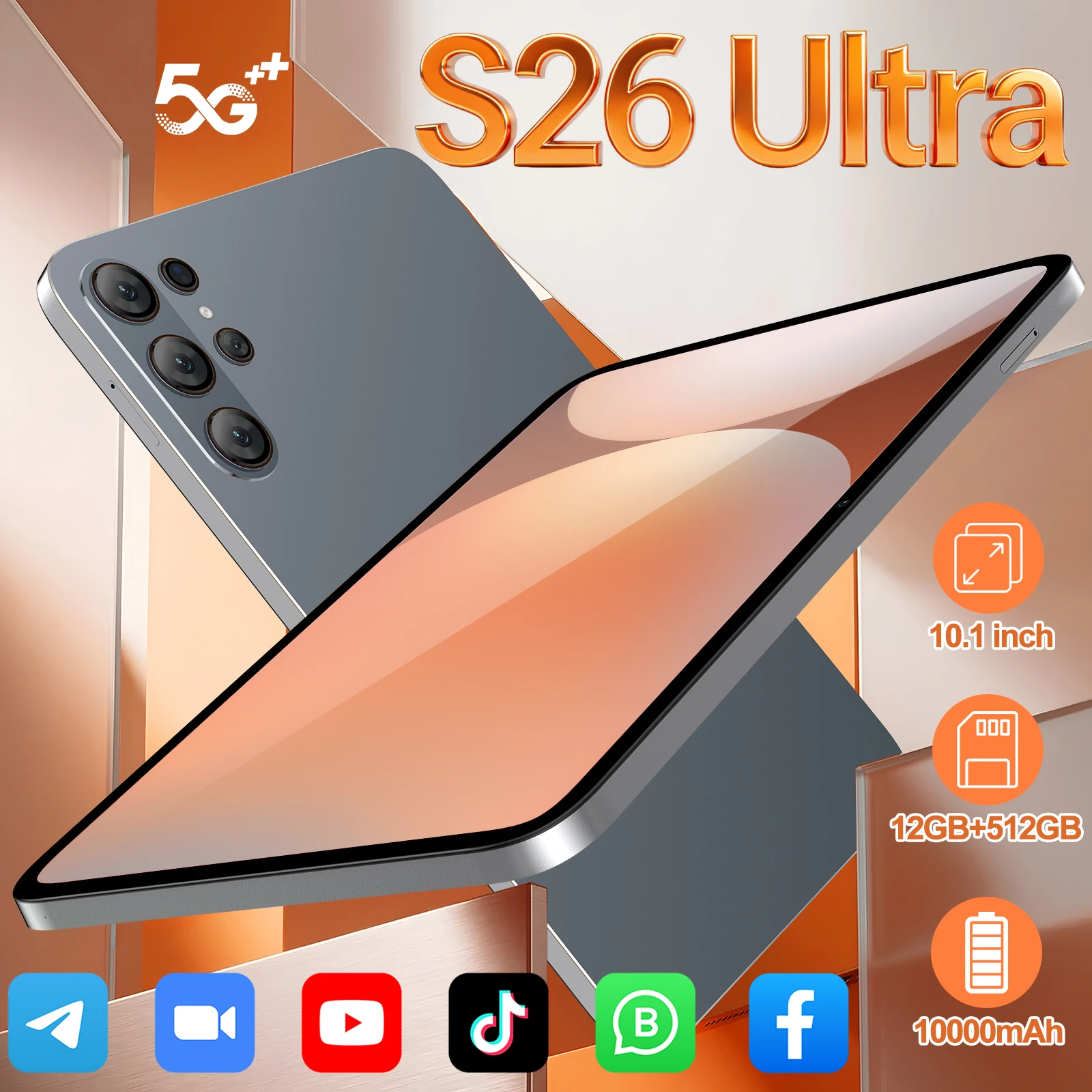 10.1 Inch 4K Full Screen S26-Ultra Global Version Tablet Android 15 12+512GB 10000mAh Battery 5G Dual SIM WiFi GPS Google Tab PC
10.1 Inch 4K Full Screen S26-Ultra Global Version Tablet Android 15 12+512GB 10000mAh Battery 5G Dual SIM WiFi GPS Google Tab PC