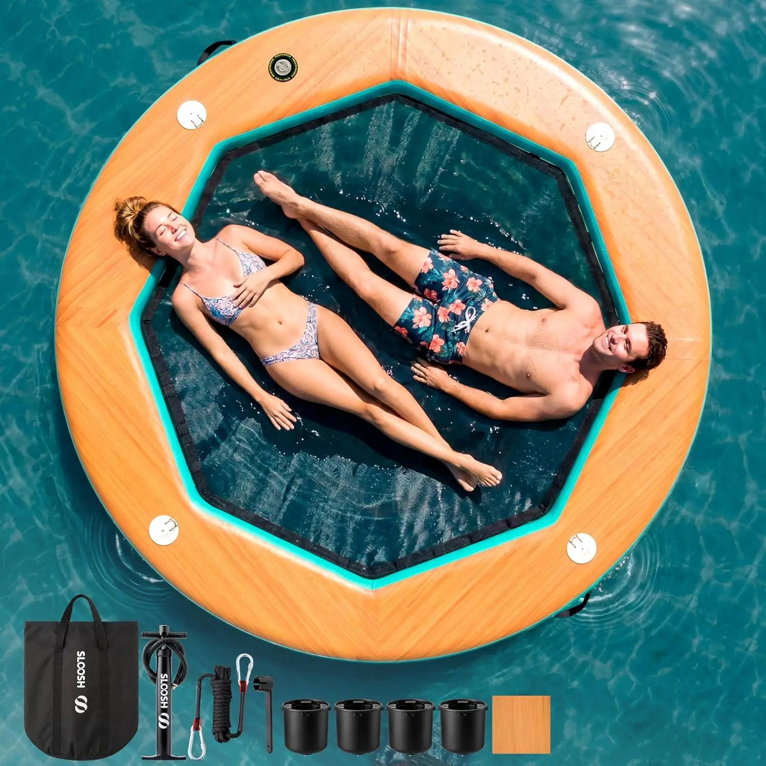 8FT Inflatable Water Hammock Floating Dock, Sunchill Float Ring with Wood Grain & Mesh Design, Round Floating Dock Platform with
8FT Inflatable Water Hammock Floating Dock, Sunchill Float Ring with Wood Grain & Mesh Design, Round Floating Dock Platform with