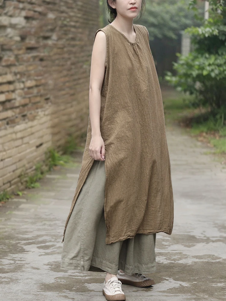 Women Cotton Linen Long Dress New 2025 Summer Vintage Style V-neck Plain Color Loose Female Sleeveless Casual Dresses M1704
Women Cotton Linen Long Dress New 2025 Summer Vintage Style V-neck Plain Color Loose Female Sleeveless Casual Dresses M1704
