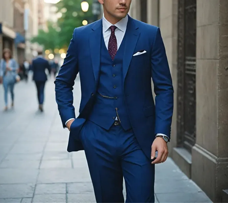Vintage Blue Men's Suit 3 Pieces Slim-Fit Groomsmen Suit for Men Events & Dinners Groom Tuxedo (Jacket+Vest+Pants) Tailor Made
Vintage Blue Men's Suit 3 Pieces Slim-Fit Groomsmen Suit for Men Events & Dinners Groom Tuxedo (Jacket+Vest+Pants) Tailor Made
