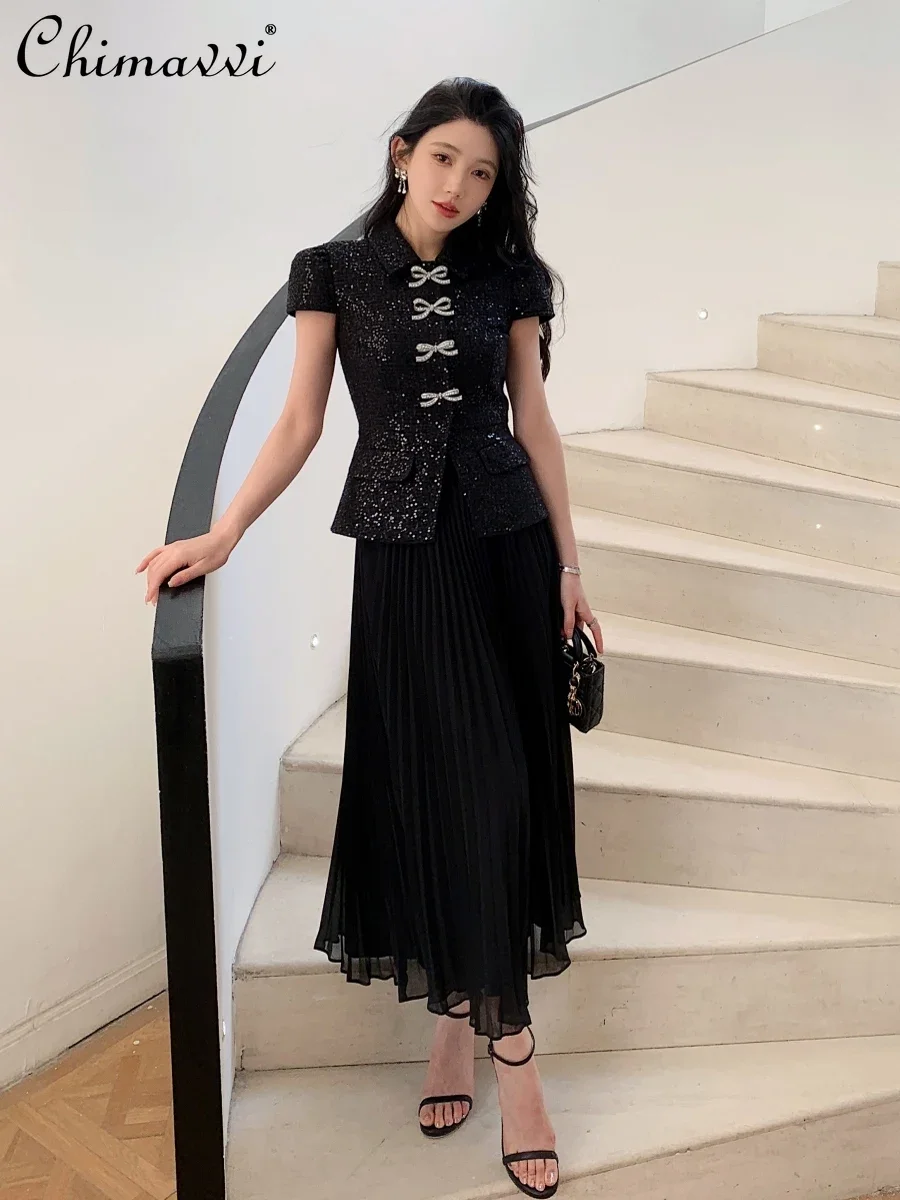 Spring and Autumn High-end Long-sleeved Commuter Black Woolen Splicing Fake Two-piece Dress Fashion Elegant Party Slim Dresses
Spring and Autumn High-end Long-sleeved Commuter Black Woolen Splicing Fake Two-piece Dress Fashion Elegant Party Slim Dresses