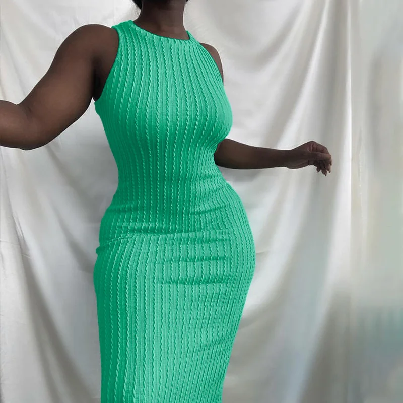 Fashion Women Casual Dress Round Neck Solid Sleeveless Knit Tight Skirt Streetwear Bodycon Dress
Fashion Women Casual Dress Round Neck Solid Sleeveless Knit Tight Skirt Streetwear Bodycon Dress