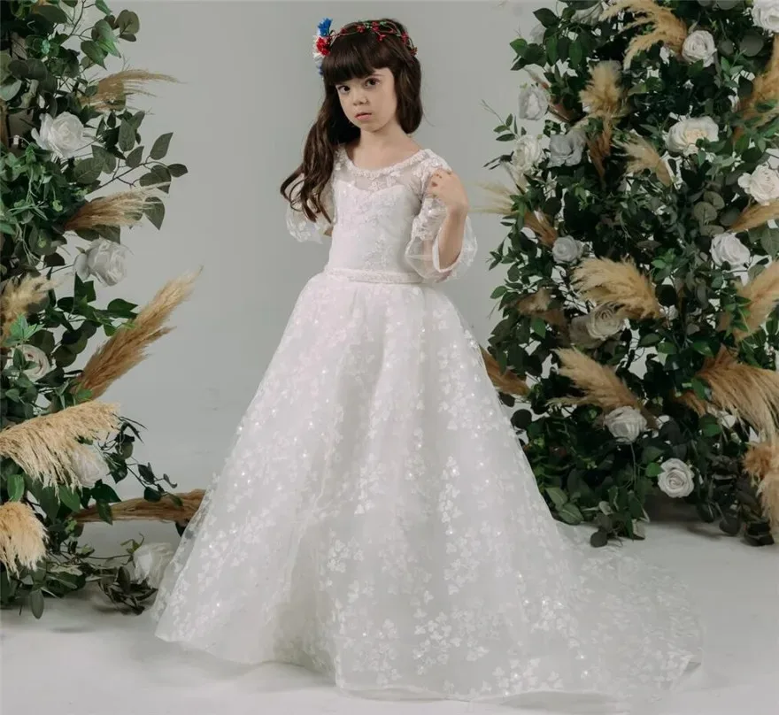 Customized White Flower Girl Dresses for Wedding Lace Appliques 3/4 Sleeves Kids Birthday Party First Communion Ball Gowns
Customized White Flower Girl Dresses for Wedding Lace Appliques 3/4 Sleeves Kids Birthday Party First Communion Ball Gowns