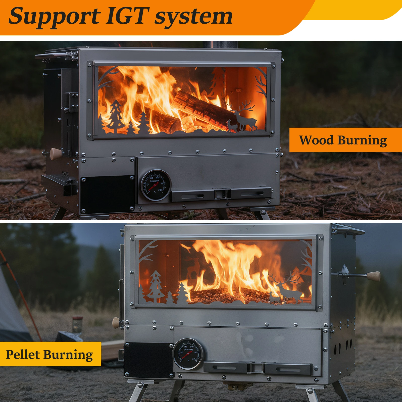 Camping Stove with Oven & Camping Table with Chimney Pipe Wood Burning Tent Stove Stainless Steel for Heating Cooking Hunting
Camping Stove with Oven & Camping Table with Chimney Pipe Wood Burning Tent Stove Stainless Steel for Heating Cooking Hunting