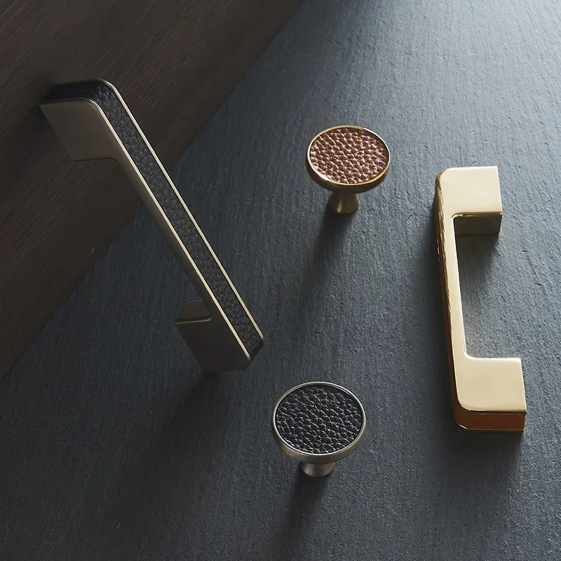 Furniture Knob Hardware Modern Cortical Leather Zinc Alloy Wardrobe Door Drawer Pulls Kitchen Cabinet Door Knobs and Handles
Furniture Knob Hardware Modern Cortical Leather Zinc Alloy Wardrobe Door Drawer Pulls Kitchen Cabinet Door Knobs and Handles